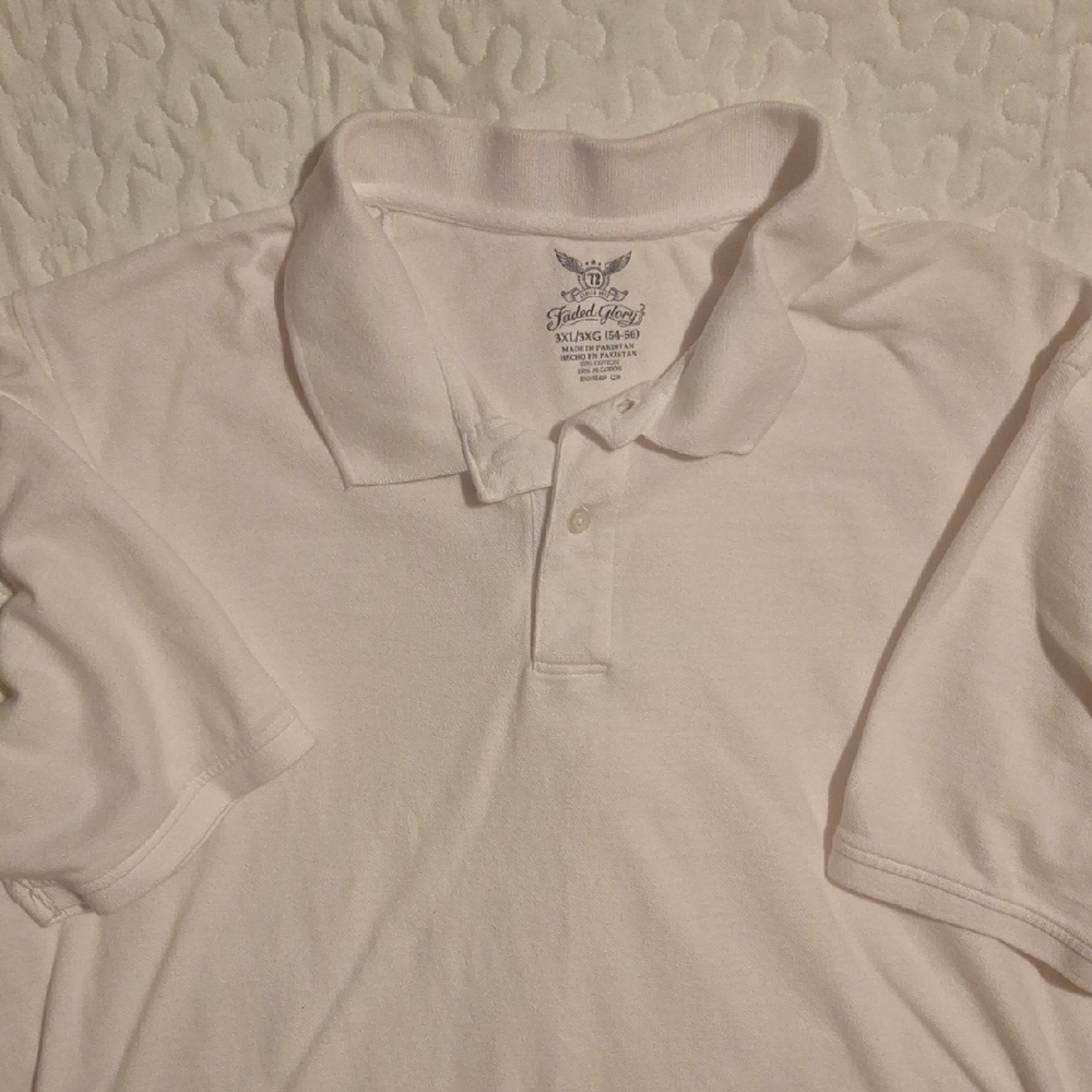 Faded Glory White Polo Shirt. Short Sleeved Size 3XL. 54 - 56 EUC